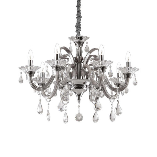 Ideal-Lux Colossal SP8 8 Light Grey with Crystal Chandelier 