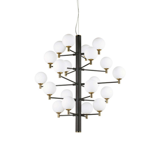 Ideal-Lux Copernico SP20 20 Light Black with Brass and White Spheres Pendant Light 