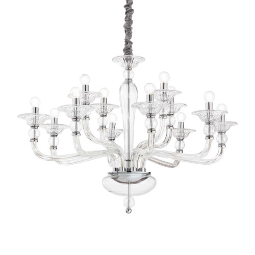 Ideal-Lux Danieli SP12 12 Light Chrome with Clear Glass Chandelier 