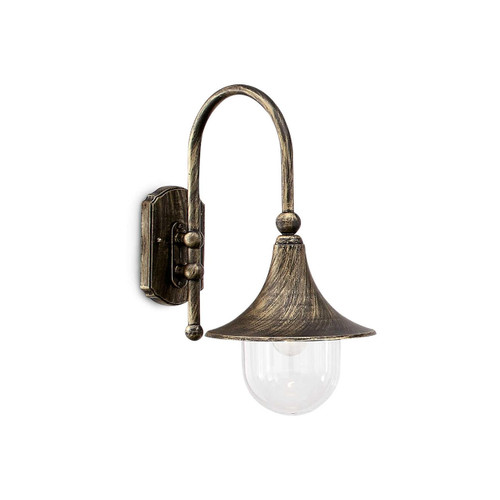 Ideal-Lux Cima AP1 Antique Black with Clear Acrylic Diffuser IP43 Wall Light 