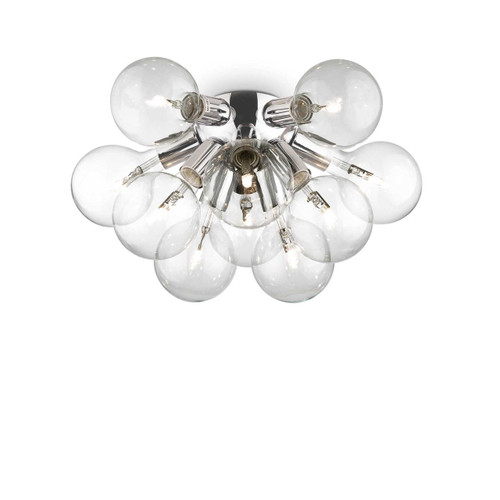 Ideal-Lux Dea PL10 10 Light Chrome with Glass Spheres Flush Ceiling Light 