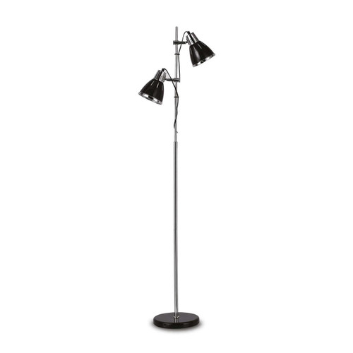 Ideal-Lux Elvis PT2 2 Light Black with Chrome Floor Lamp 