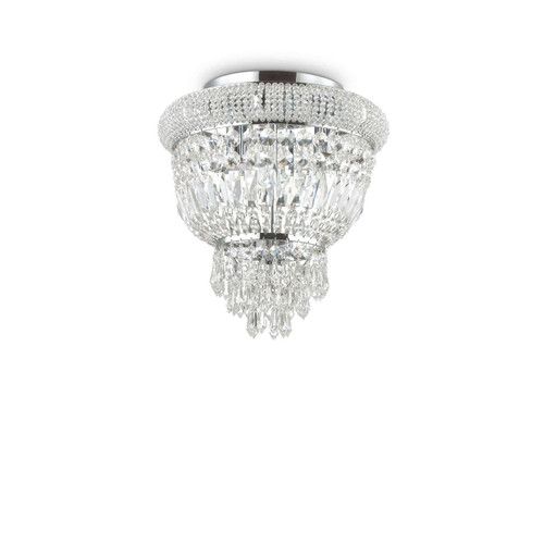 Ideal-Lux Dubai PL3 3 Light Chrome with Crystal Flush Ceiling Light 