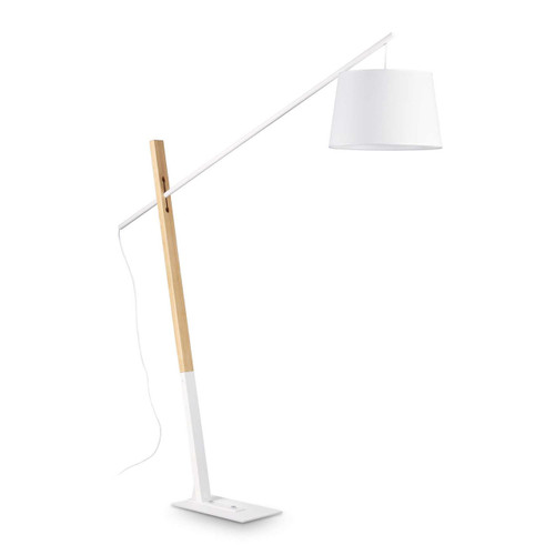 Ideal-Lux Eminent PT1 White with Wood Adjustable Floor Lamp 