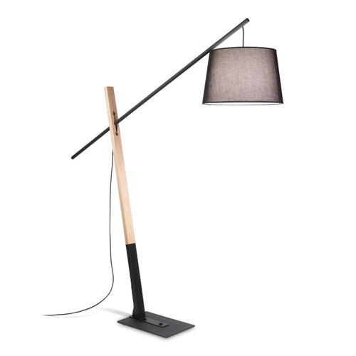 Ideal-Lux Eminent PT1 Black with Wood Adjustable Floor Lamp 