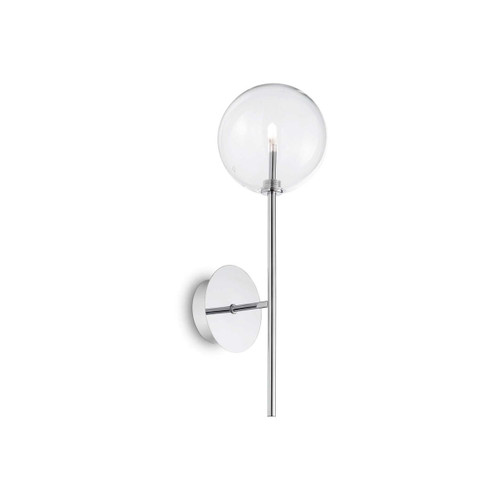 Ideal-Lux Equinoxe AP1 Chrome with Transparent Sphere Wall Light 