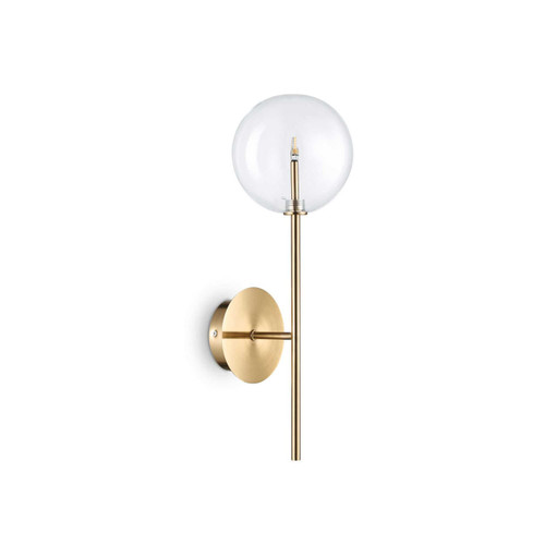 Ideal-Lux Equinoxe AP1 Antique Brass with Transparent Sphere Wall Light 