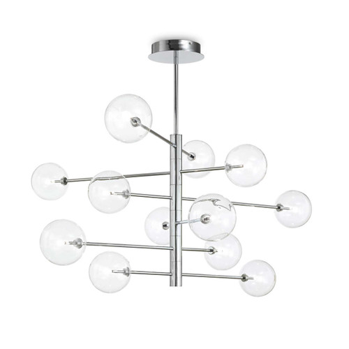 Ideal-Lux Equinoxe SP12 12 Light Chrome with Transparent Sphere Pendant Light 