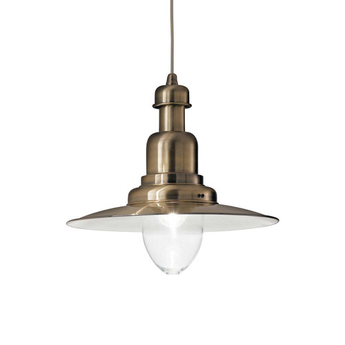 Ideal-Lux Fiordi SP1 Antique Brass Shade Pendant Light 