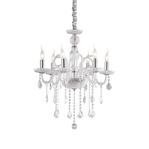 Ideal-Lux Giudecca SP6 6 Light Transparent with Silver Chandelier 