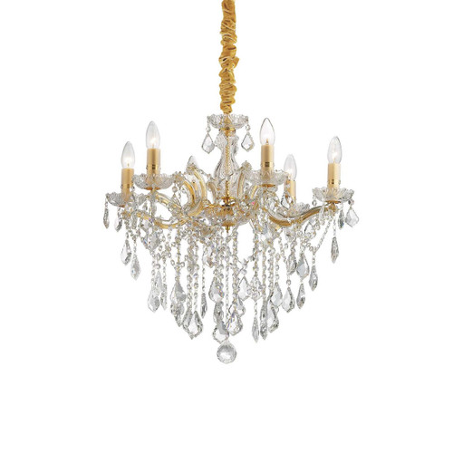 Ideal-Lux Florian SP6 6 Light Gold with Crystal Chandelier 