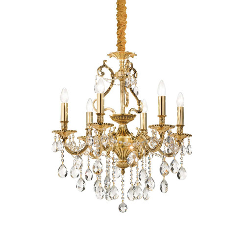 Ideal-Lux Gioconda SP6 6 Light Gold with Crystal Chandelier 