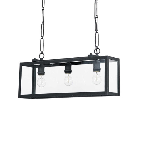 Ideal-Lux Igor SP3 3 Light Black with Clear Glass Bar Pendant Light 