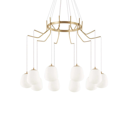 Ideal-Lux Karousel SP10 10 Light Satin Brass with White Opal Diffuser Pendant Light 