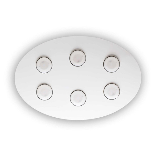 Ideal-Lux Logos PL6 6 Light White Oval LED Ceiling or Wall Light 