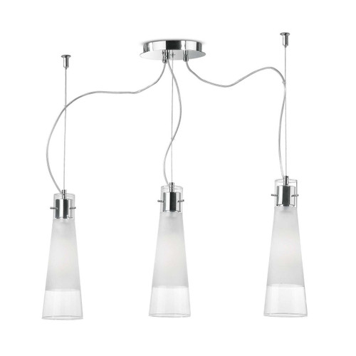 Ideal-Lux Kuky SP3 3 Light Chrome with Frosted Glass Diffuser Cluster Pendant Light 