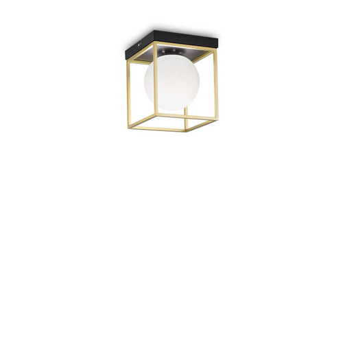 Ideal-Lux Lingotto PL1 Brass with White Sphere Flush Ceiling Light 
