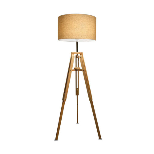Ideal-Lux Klimpt PT1 Wood with Tripod Shade Floor Lamp 