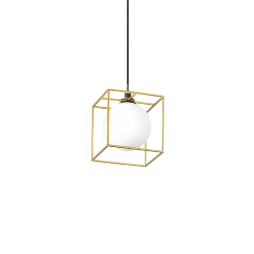 Ideal-Lux Lingotto SP1 Brass with White Sphere Pendant Light 