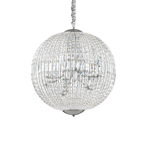 Ideal-Lux Luxor SP12 12 Light Chrome with Crystal Sphere Pendant Light 