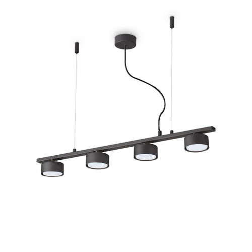 Ideal-Lux Minor Linear SP4 4 Light Black LED Bar Pendant Light 