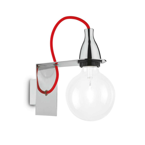 Ideal-Lux Minimal AP1 Chrome with Red Wall Light 