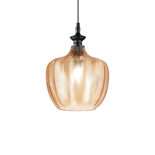 Ideal-Lux Lord SP1 Amber Glass Pendant Light 