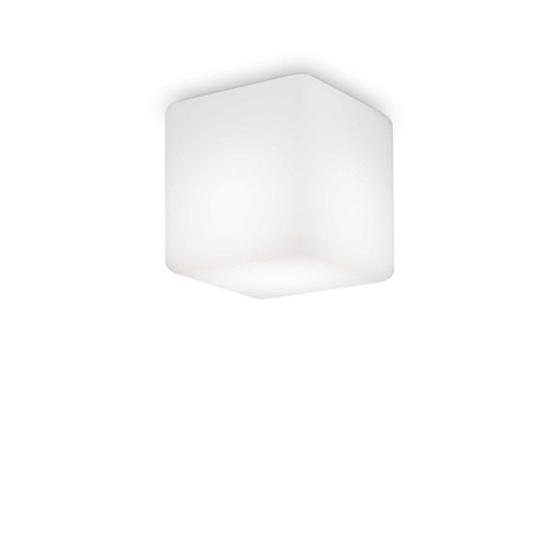 Ideal-Lux Luna PT1 White Cube 11cm IP44 Flush Ceiling Light 