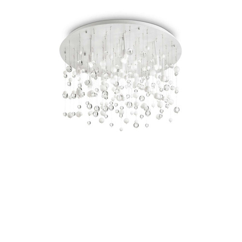 Ideal-Lux Neve PL12 12 Light White Glass Plate Flush Ceiling Light 