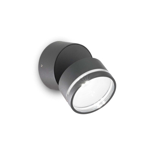 Ideal-Lux Omega AP Anthracite Round Adjustable 4000K IP54 LED Wall Light 