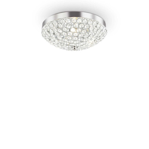 Ideal-Lux Orion PL3 3 Light Chrome with Crystal Flush Ceiling Light 
