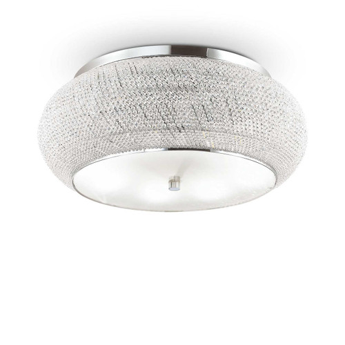 Ideal-Lux Pasha' PL14 14 Light Chrome with Crystal Diffuser Flush Ceiling Light 