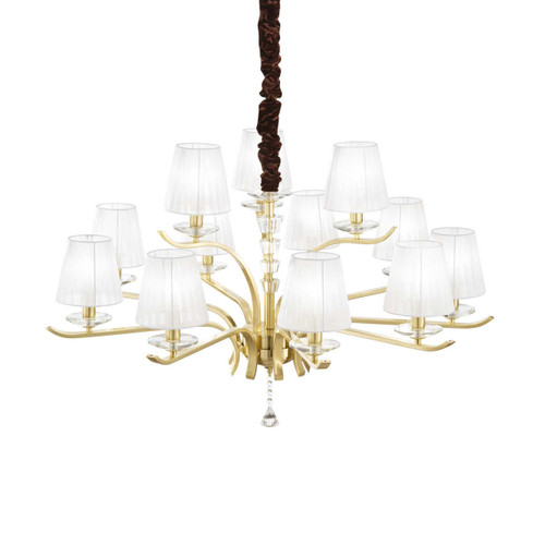 Ideal-Lux Pegaso SP12 12 Light Satin Brass with White  Cups Pendant Light 