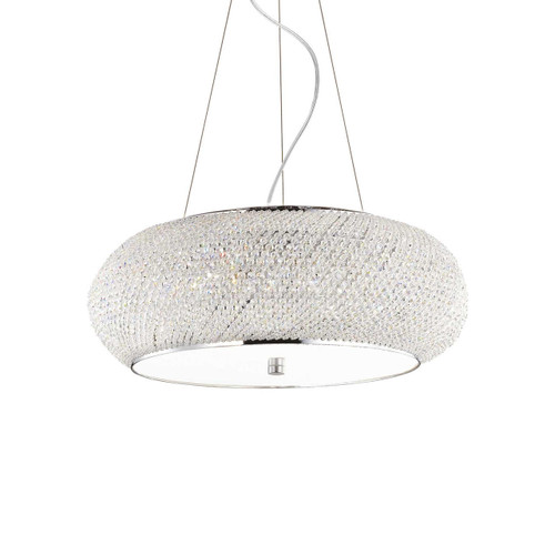 Ideal-Lux Pasha' SP10 10 Light Chrome with Crystal Diffuser Pendant Light 