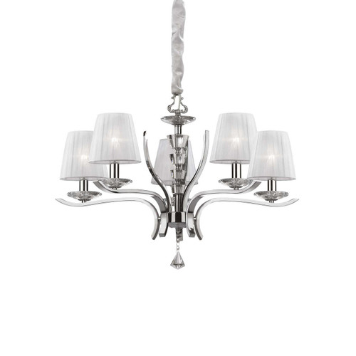 Ideal-Lux Pegaso SP5 5 Light Chrome with White Cups Pendant Light 