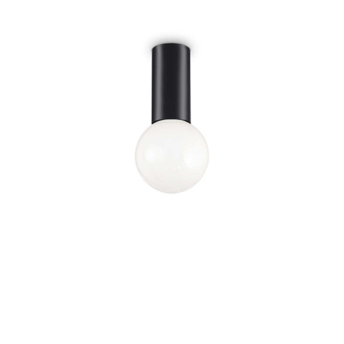 Ideal-Lux Petit PL1 Black with White Diffuser Flush Ceiling Light 