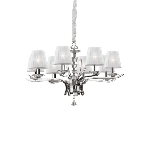 Ideal-Lux Pegaso SP8 8 Light Chrome with White Cups Pendant Light 