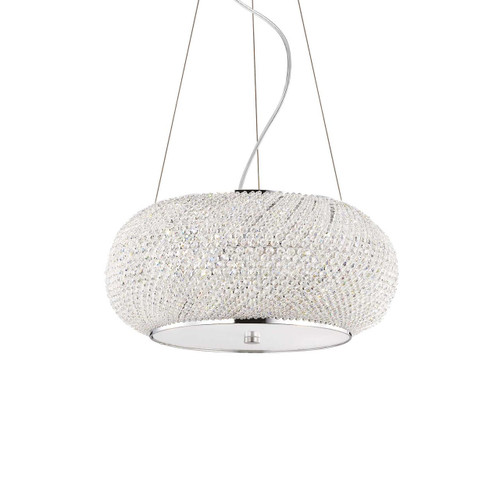 Ideal-Lux Pasha' SP6 6Light Chrome with Crystal Diffuser Pendant Light 