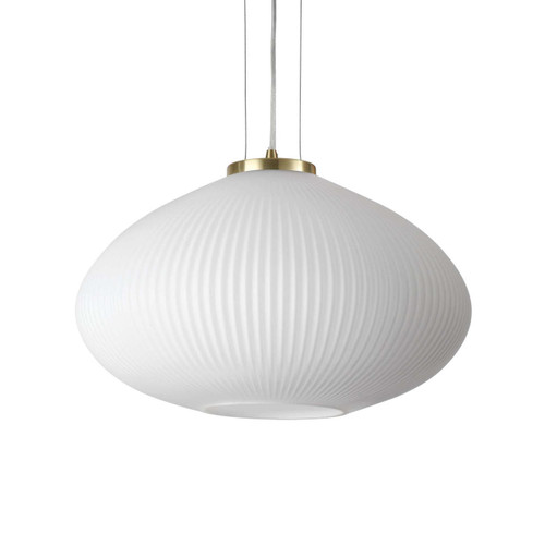 Ideal-Lux Plisse' SP1 Satin Brass with White Diffuser 45cm Pendant Light 