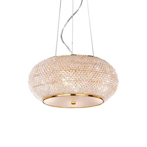 Ideal-Lux Pasha' SP6 6 Light Gold with Crystal Diffuser Pendant Light 