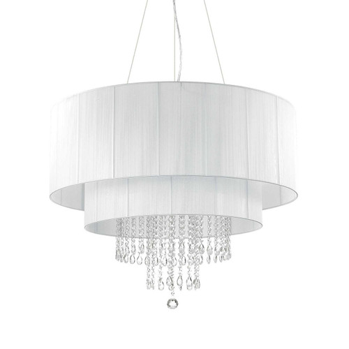 Ideal-Lux Opera SP10 10 Light White with Crystal Shaded Pendant Light 