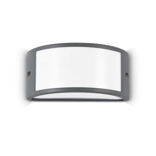 Ideal-Lux Rex-1 AP1 Anthracite with White Opal Diffuser IP44 Wall Light 