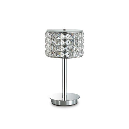 Ideal-Lux Roma TL1 White with Crystal and Glass Diffuser Table Lamp 