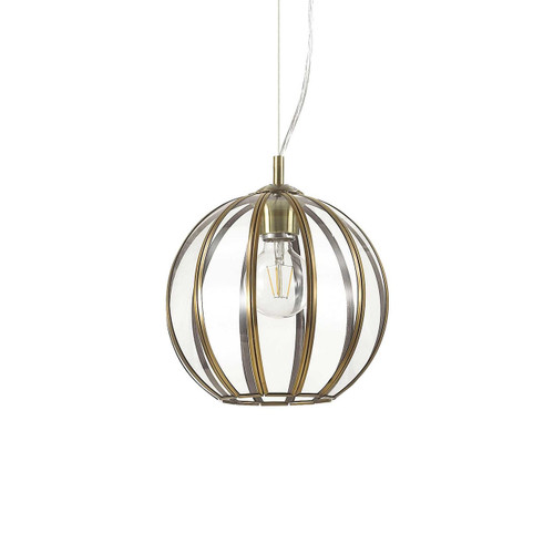 Ideal-Lux Rondo SP1 Antique Brass with Clear Diffuser 25cm Pendant Light 