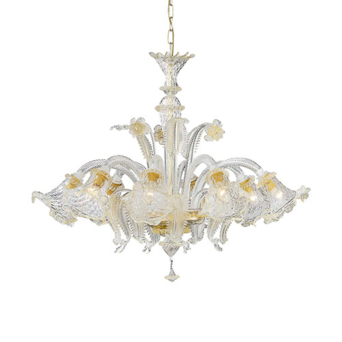 Ideal-Lux Rialto SP8 8 Light Amber with Clear Glass  Chandelier 
