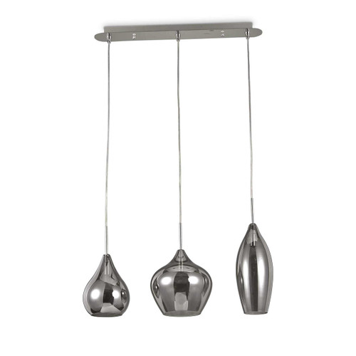 Ideal-Lux Soft SP3 3 Light Grey with Smoke Glass Diffuser Bar Pendant Light 