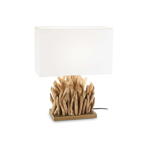 Ideal-Lux Snell TL1 White Shade and Wood Base 50cm Table Lamp 