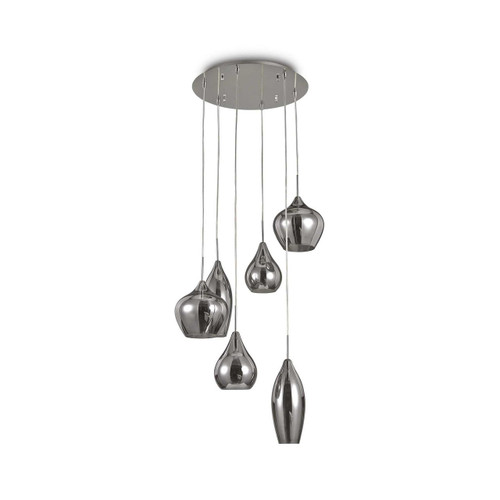 Ideal-Lux Soft SP6 6 Light Grey with Smoke Glass Diffuser Cluster Pendant Light 