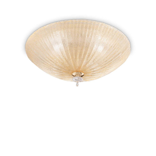 Ideal-Lux Shell PL4 4 Light Amber Glass Diffuser Flush Ceiling Light 
