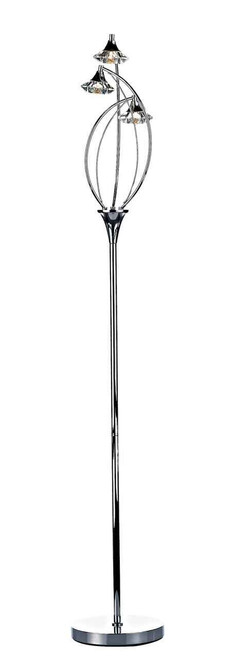 Luther 3 Light Polished Chrome Crystal Floor Lamp